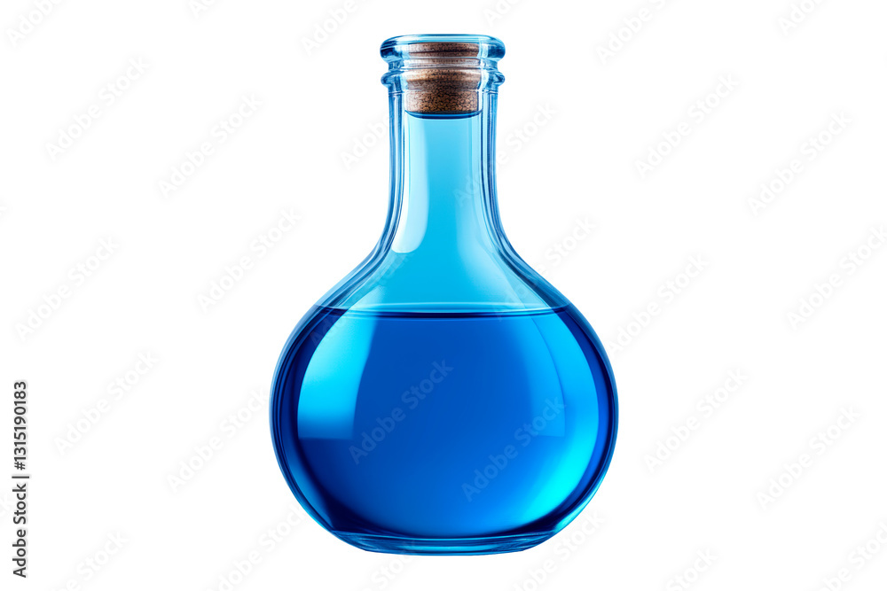 Laboratory glassware containing blue liquid isolated on transparent background Laboratory glassware containing blue liquid isolated on transparent background