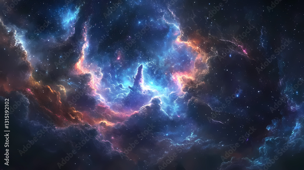 Fototapeta premium Clouds and galaxies in the universe. realistic abstract space, with a photorealistic backdrop. Celestial - Dragon. Illustration