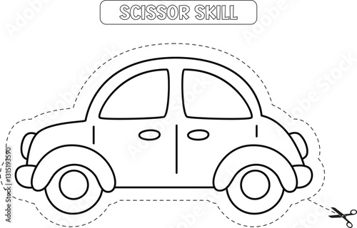 Vehicle scissor skill coloring page