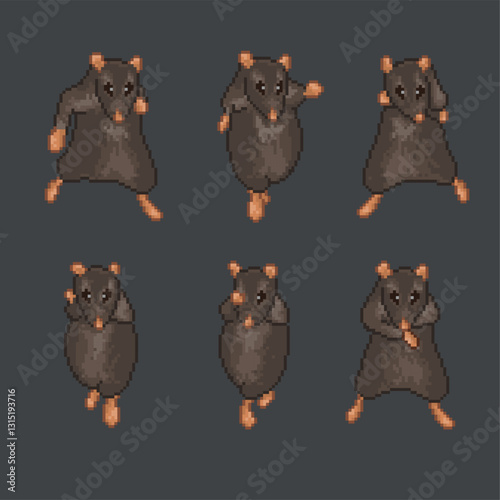 Dancing rat, pixel art  meme illustration 