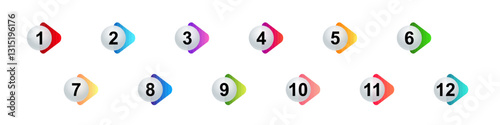 Bright icons display numbers one through twelve, each with a unique colored outline and white center.