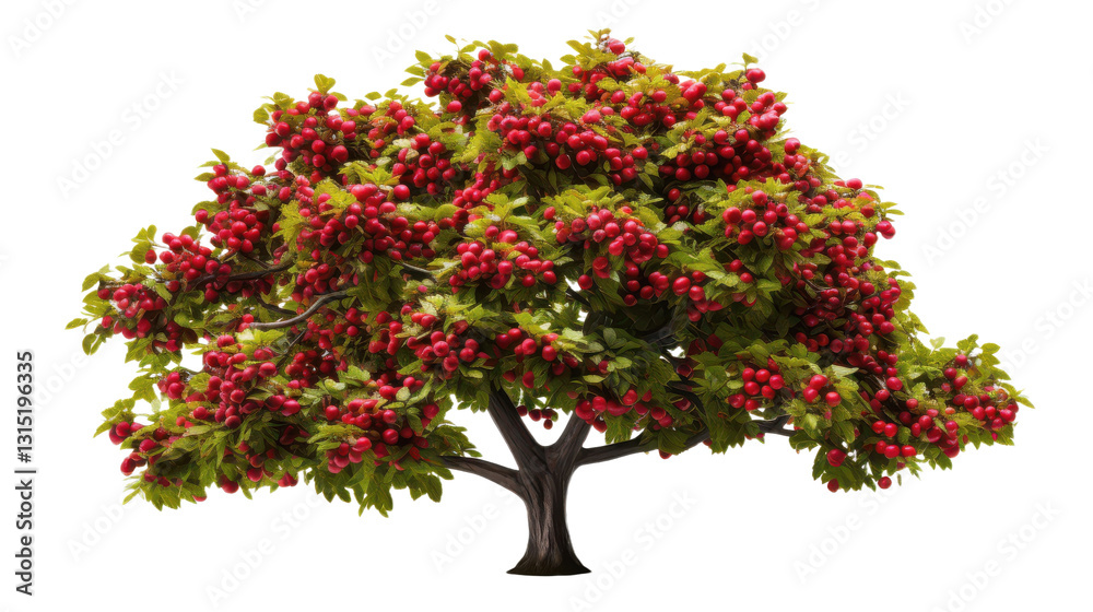 Fototapeta premium 3D Hawthorn Tree Isolated on Transparent Background, PNG