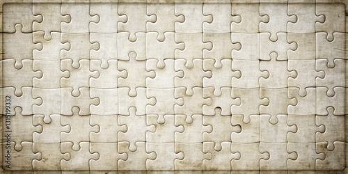 Vintage Jigsaw Puzzle Texture Background, Retro White Puzzle Pieces, Antique White Puzzle, Grunge White Puzzle Background, Aged White Puzzle