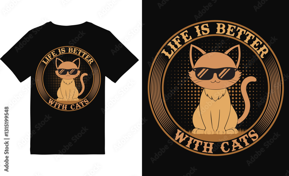 Fototapeta premium Creative Cat T-Shirt Design