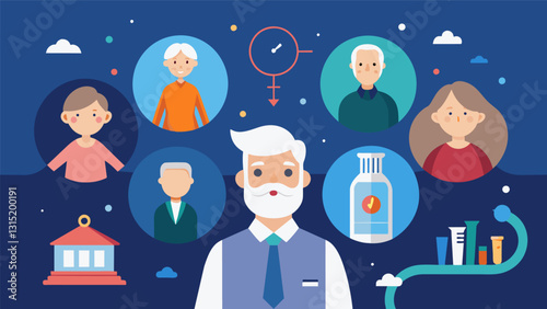 A trip through time a chronological tour of different time periods perfect for seniors who have lived through them.. Vector illustration