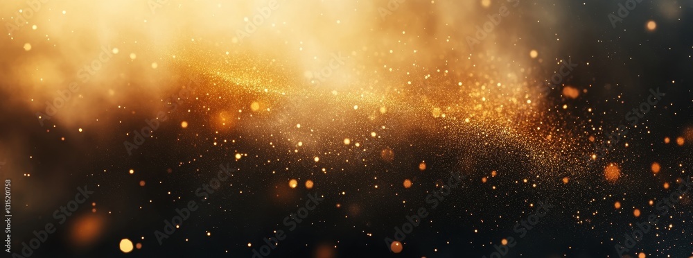 Fototapeta premium Golden sparks burst dark backdrop; design