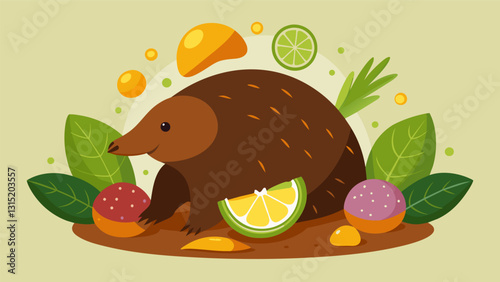 The sweet and tangy notes of a mole made with tropical fruits and fresh herbs offering a refreshing twist on the classic recipe.. Vector illustration