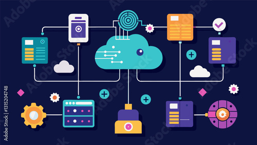 The AI system utilized advanced algorithms to design data paths that maximized network efficiency and minimized potential data congestion.. Vector illustration