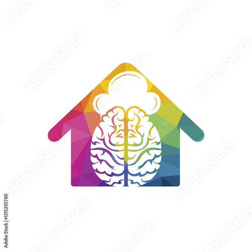 Smart chef vector logo design concept. Brain and chef hat icon.