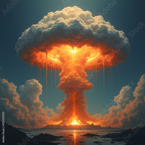 Artificial intelligence-generated mushroom cloud images after a nuclear bomb
