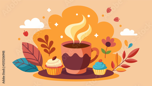 The sweet slightly floral aroma of freshly brewed api fills the air enticing the hungry diners.. Vector illustration