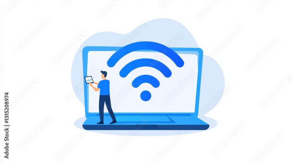 Individual utilizing wi-fi connectivity to bond over the internet in a modern digital communication landscape Individual utilizing wi-fi connectivity to bond over the internet in a modern digital communication landscape