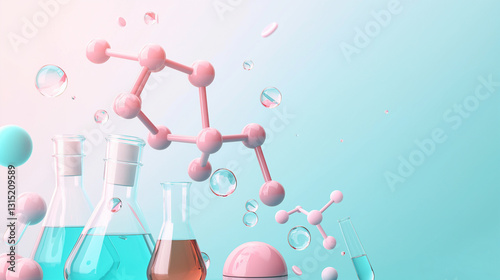 Abstract Scientific Research with Laboratory Glassware and Molecules