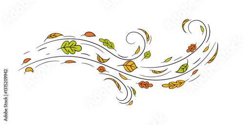 Colorful leaves dance in a gentle breeze, embodying the essence and charm of the autumn season.