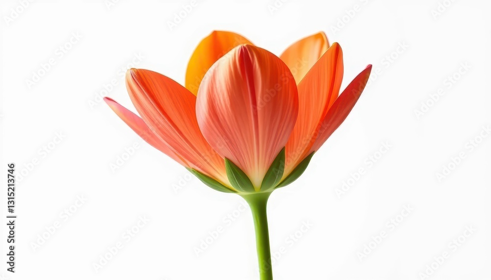 Fototapeta premium A single vibrant bloom, petals unfurled, isolated against a pure white backdrop, garden, plant