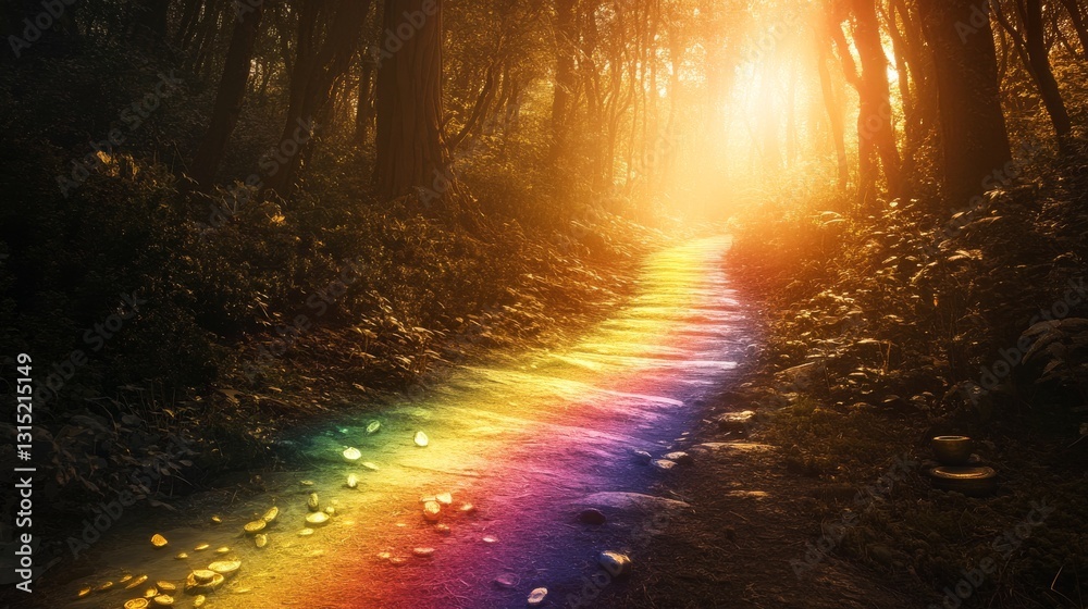 Fototapeta premium Enchanted Forest Pathway - A Colorful Trail