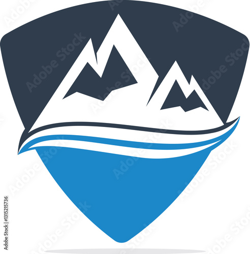 Mountain landscape logo design. Hiking travel and adventure concept design.