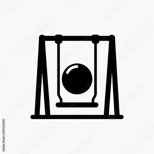 very simple flat and minimalist Swing Set silhouette in black on a white background