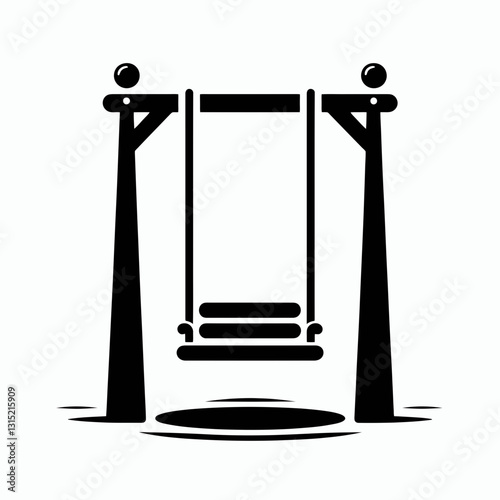 very simple flat and minimalist Swing Set silhouette in black on a white background