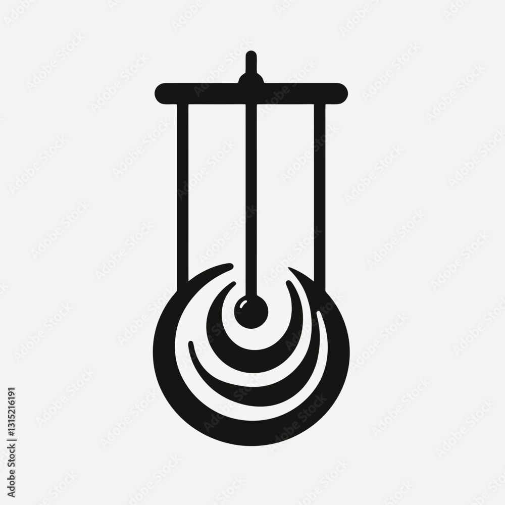 very simple flat and minimalist Swinging Pendulum silhouette in black on a white background very simple flat and minimalist Swinging Pendulum silhouette in black on a white background