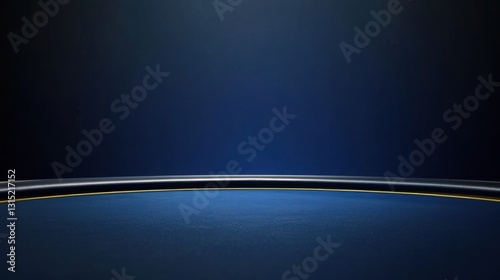 Poker and casino gambling table close-up side view with blue felt cloth. Copy space.