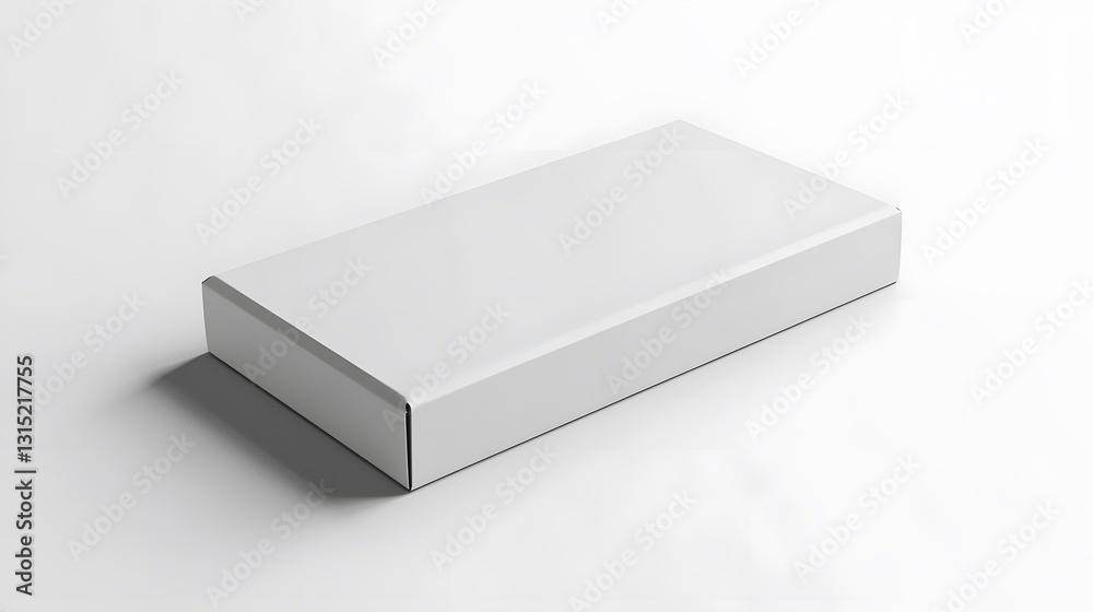 Realistic close-up of a sleek tech white gadget box, rectangle form, white background Realistic close-up of a sleek tech white gadget box, rectangle form, white background