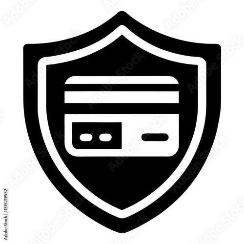 Secure Online Payment Icon – Shield and Credit Card Symbol. illustrates online payment protection, data security and secure transactions. Concept: cybersecurity, fintech UX, payment systems