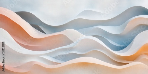 Wallpaper Mural Elegant flowing fabric waves in shades of blue, peach, and white Torontodigital.ca