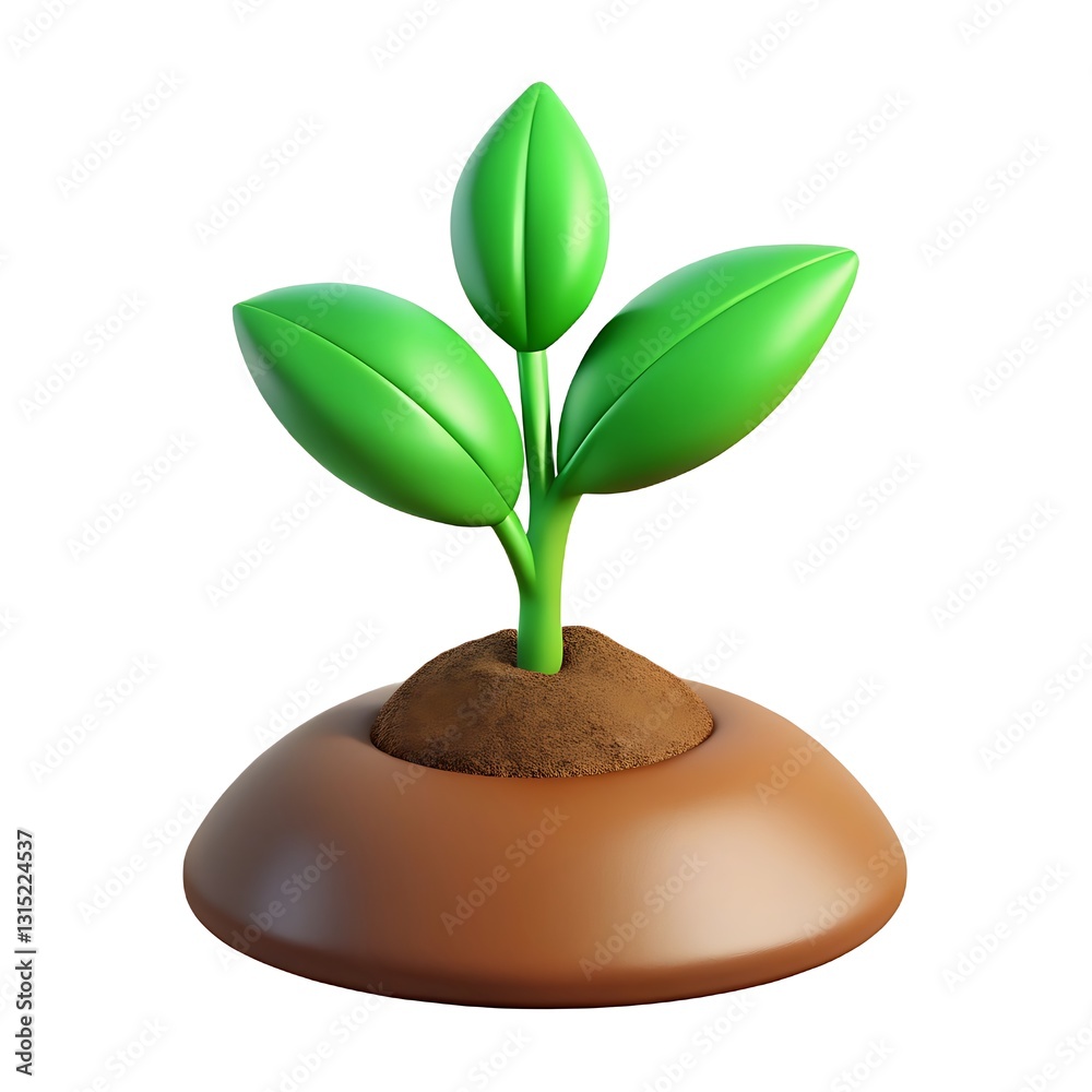 A Vibrant New Sprout Emerges From Rich Earth, Symbolizing Growth And Hope, Rendered In A Smooth, Playful 3d Style A Vibrant New Sprout Emerges From Rich Earth, Symbolizing Growth And Hope, Rendered In A Smooth, Playful 3d Style