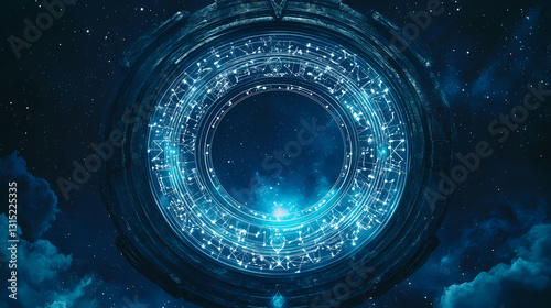 Astrological composition with empty starry sky for zodiac sign symbol. Arcane - Portal. Illustration