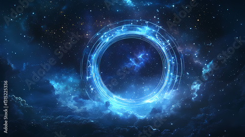 Astrological composition with empty starry sky for zodiac sign symbol. Arcane - Portal. Illustration