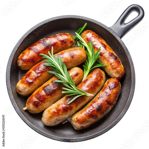 sausages on a frying pan