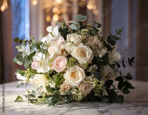 Vintage Hochzeitsauto mit Blumenarrangement – Romantische Abfahrt ins Glück mit klassischem Oldtimer photo