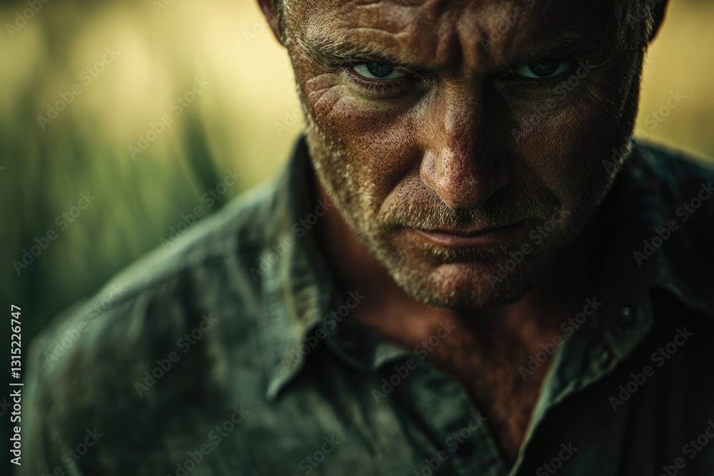 Close-up portrait of a rugged, weathered man with intense eyes, conveying a sense of strength and determination. Close-up portrait of a rugged, weathered man with intense eyes, conveying a sense of strength and determination.