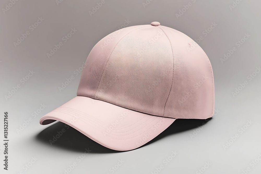 light-pink cap mockup with smooth fabric and visible stitching details on the visor, without a logo or text, against a neutral background. light-pink cap mockup with smooth fabric and visible stitching details on the visor, without a logo or text, against a neutral background.