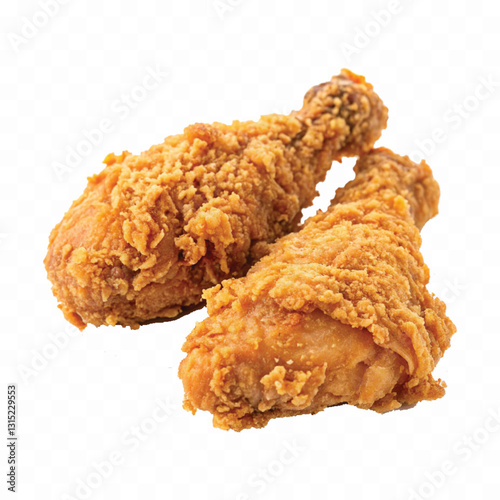 realistic crispy and spicy fried chicken wing or leg isolated on  white background