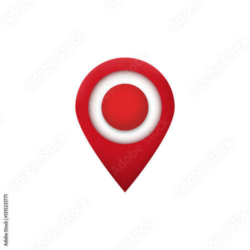 Free Download Glossy red location pin icon featuring a circular target design in the center. simple and bold style. - GFXLoad