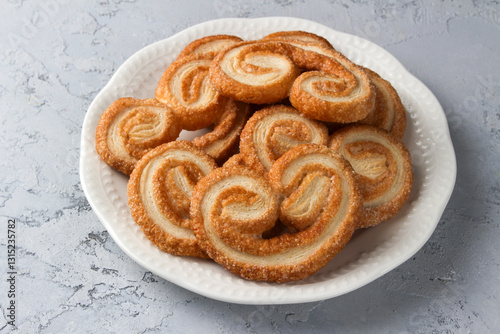Palmiers or elephant ears, puff pastry cookies