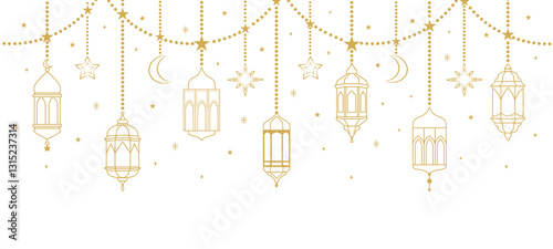 Ramadan Kareem Arabic Islamic lanterns vector