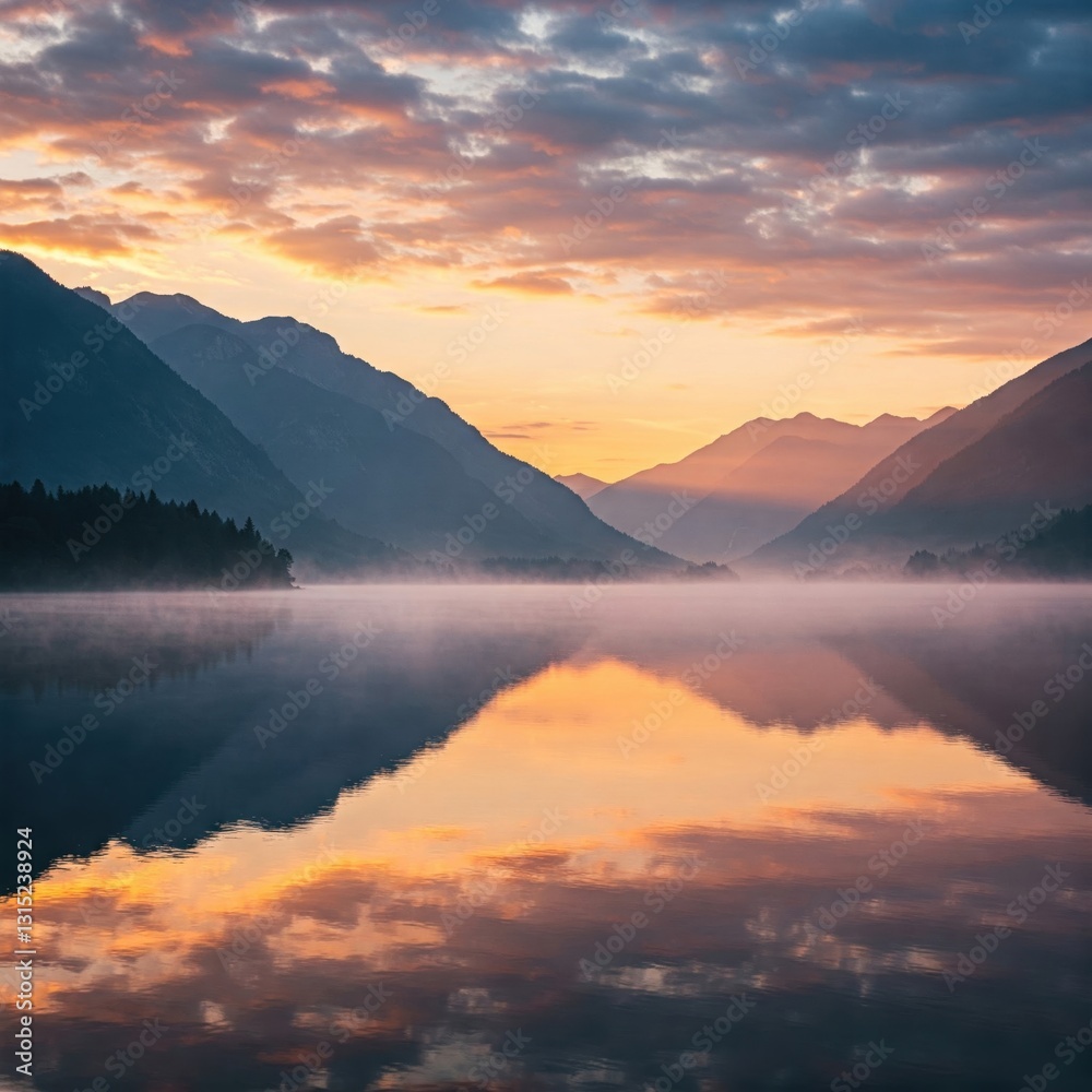 Fototapeta premium sunset over the lake