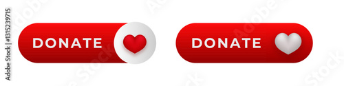 Two red donate buttons with heart icons, symbolizing support for charitable and fundraising efforts.