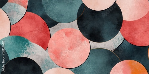 Abstract circles overlapping background with delicate grunge textures