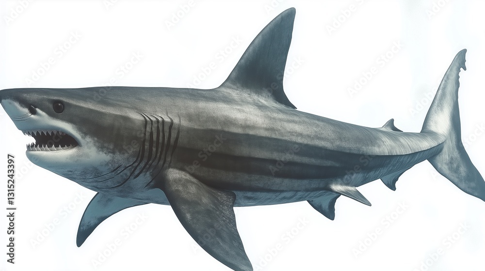Fototapeta premium Big shark isolated on transparent white background․