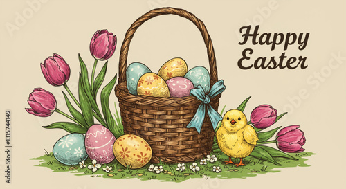 easter eggs in a basket