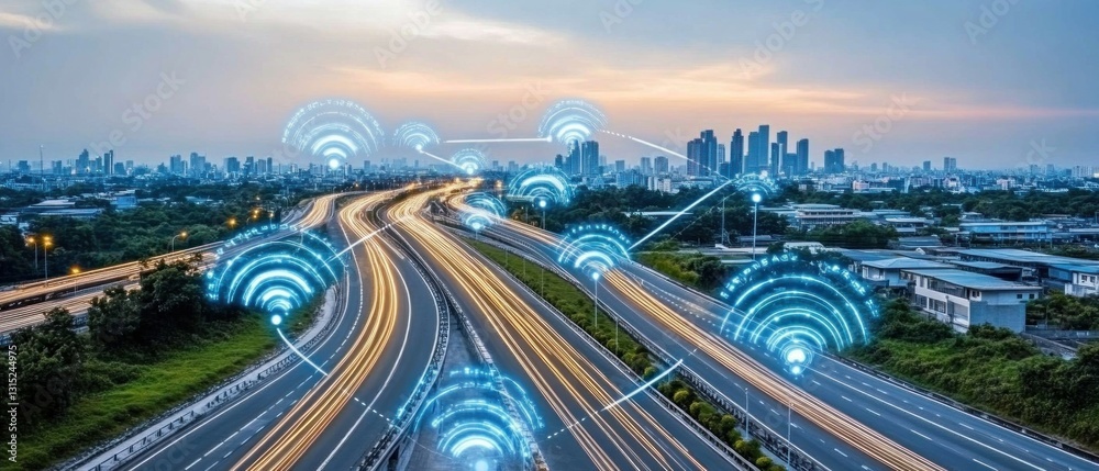 Fototapeta premium City Highway Wi-Fi Network Connectivity