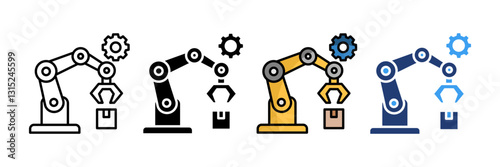 Industrial Robot  Icon Set Multiple Style Collection