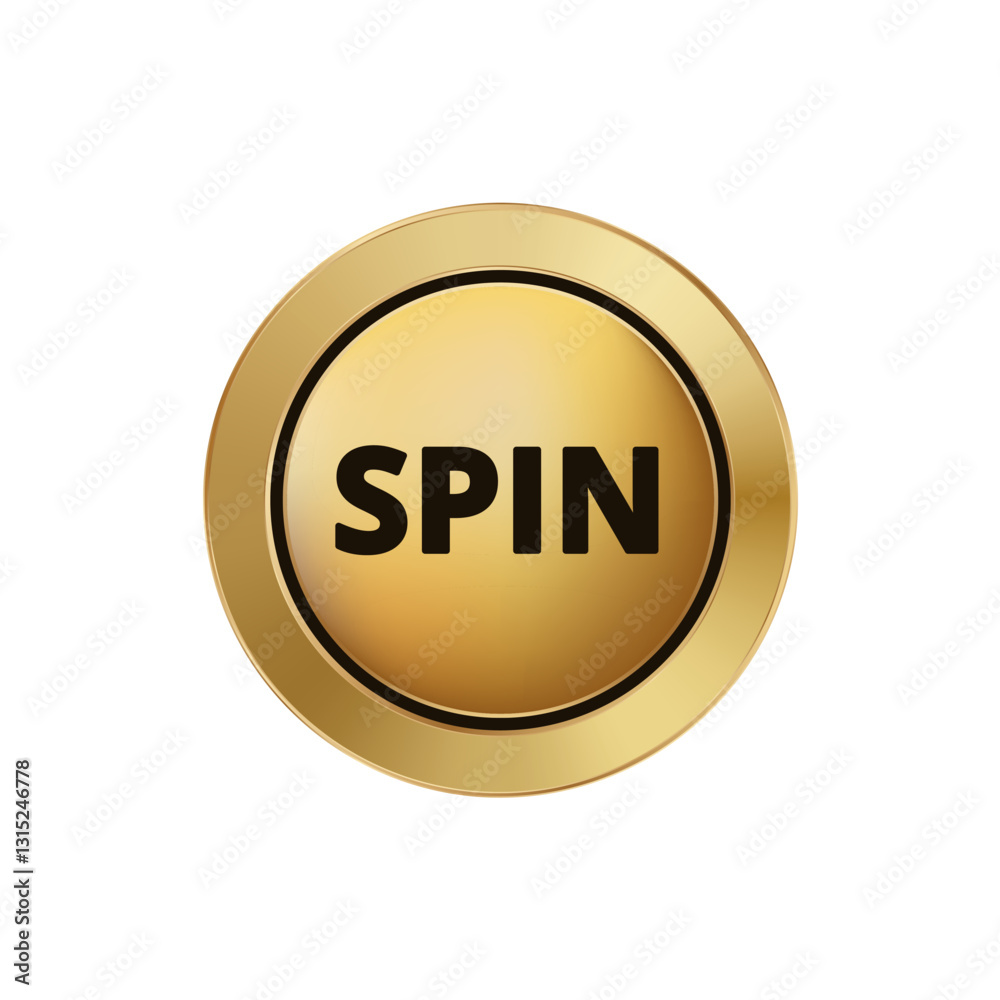 Circular golden button displaying the word spin, suggesting use for a quick start feature. Circular golden button displaying the word spin, suggesting use for a quick start feature.