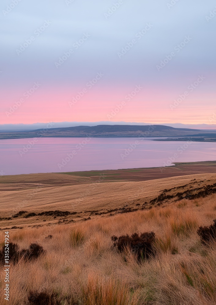 Obraz premium Pastel Sunrise Over a Highland Lake