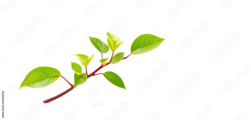 Single vibrant green plant, isolated on pure white, blossom, healthy Single vibrant green plant, isolated on pure white, blossom, healthy