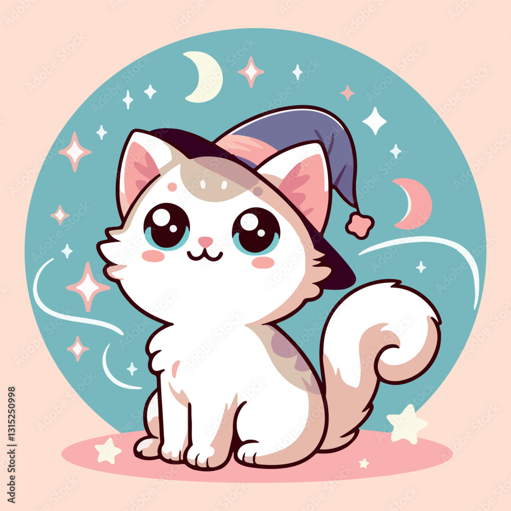 cute magical cat illustration kawaii style cute magical cat illustration kawaii style